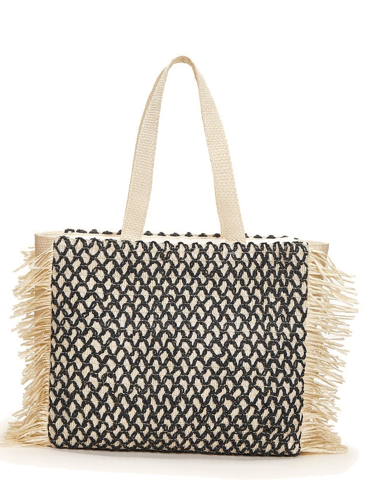 binfenxie - Fringe Trim Woven Tote Bag  - Women Tote Bags