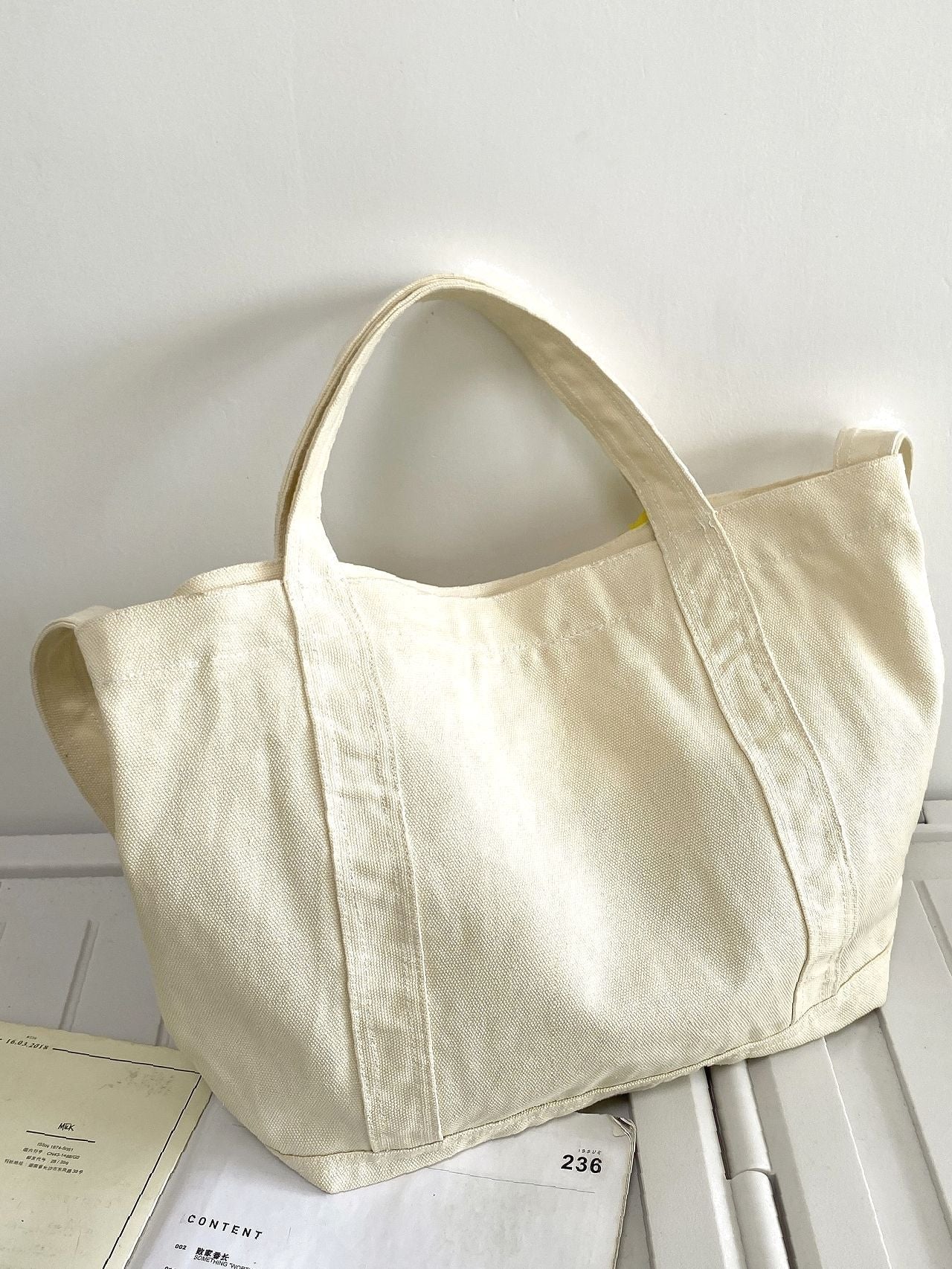 binfenxie - Minimalist Canvas Tote Bag  - Women Tote Bags