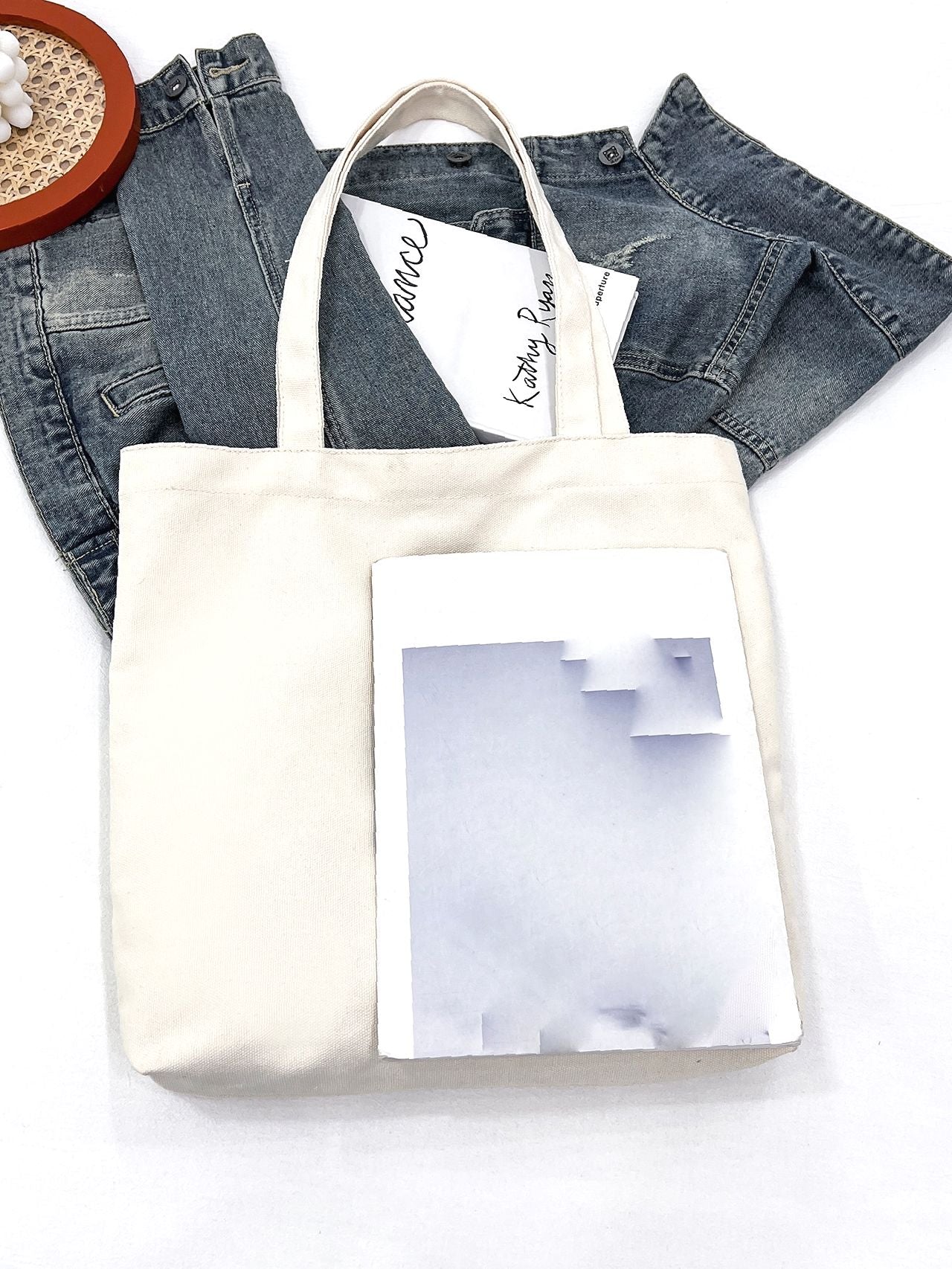 binfenxie - Letter Patch Shopper Bag  - Women Tote Bags