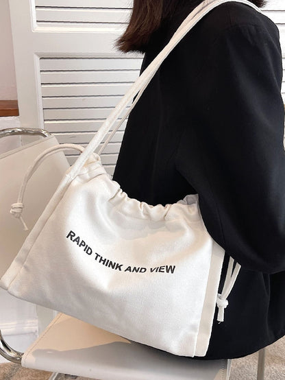 binfenxie - Slogan Graphic Shoulder Tote Bag  - Women Tote Bags