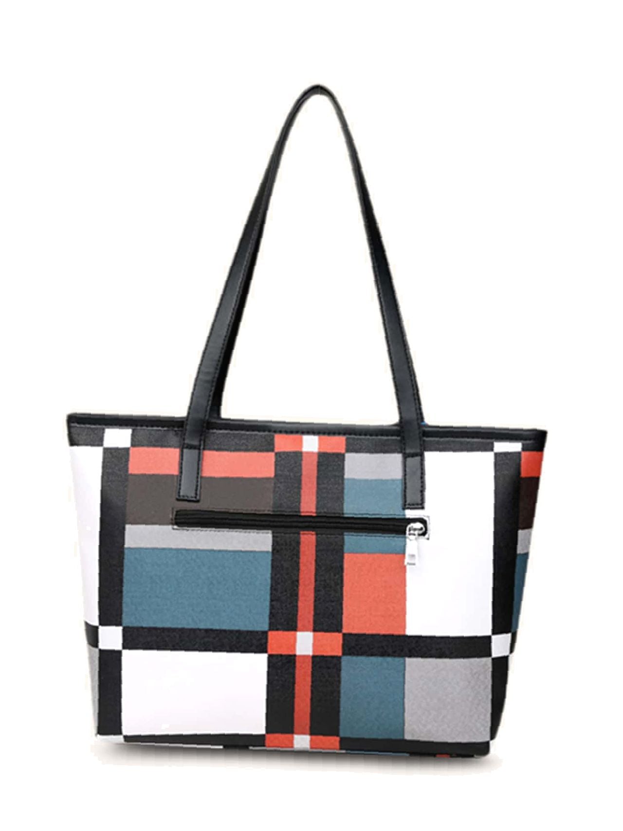 binfenxie - Twilly Scarf Decor Geometric Print Tote Bag  - Women Tote Bags