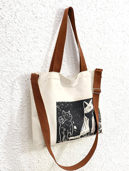 binfenxie - Cartoon Graphic Shopper Bag  - Women Tote Bags