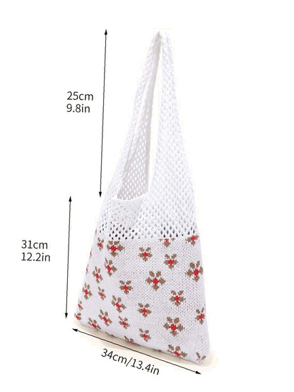 binfenxie - Floral Pattern Crochet Bag  - Women Tote Bags