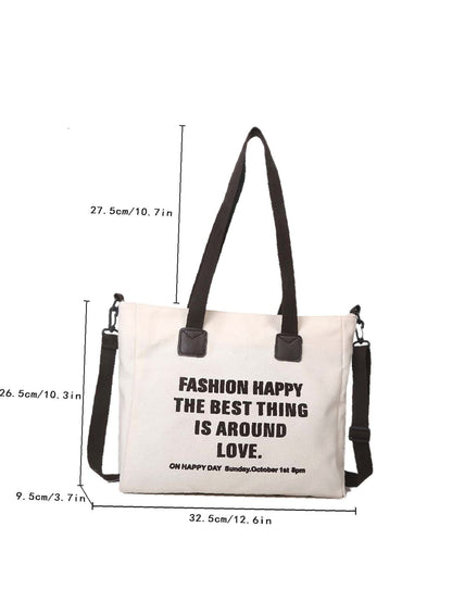 binfenxie - Letter Graphic Tote Bag  - Women Tote Bags