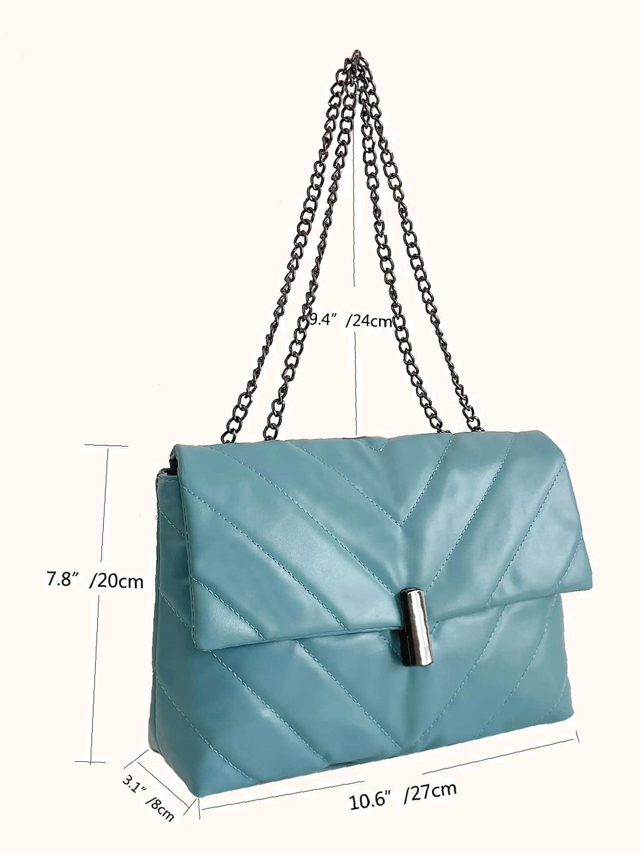 binfenxie - Minimalist Chevron Chain Flap Square Bag  - Women Tote Bags