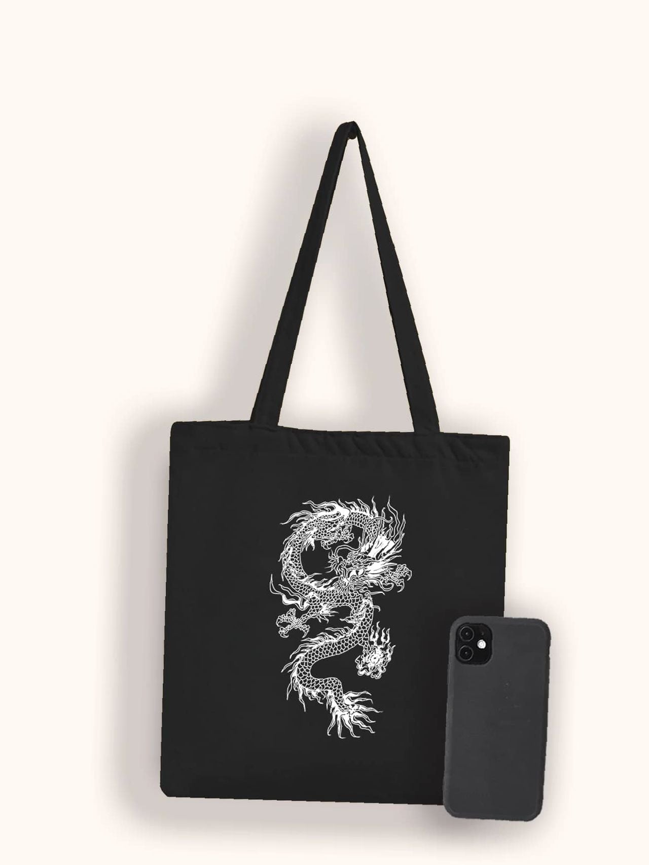 binfenxie - Dragon Graphic Shopper Bag  - Women Tote Bags