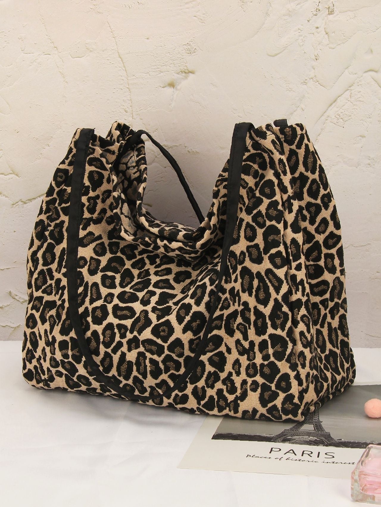 binfenxie - Leopard Print Large Capacity Shoulder Tote Bag  - Women Tote Bags