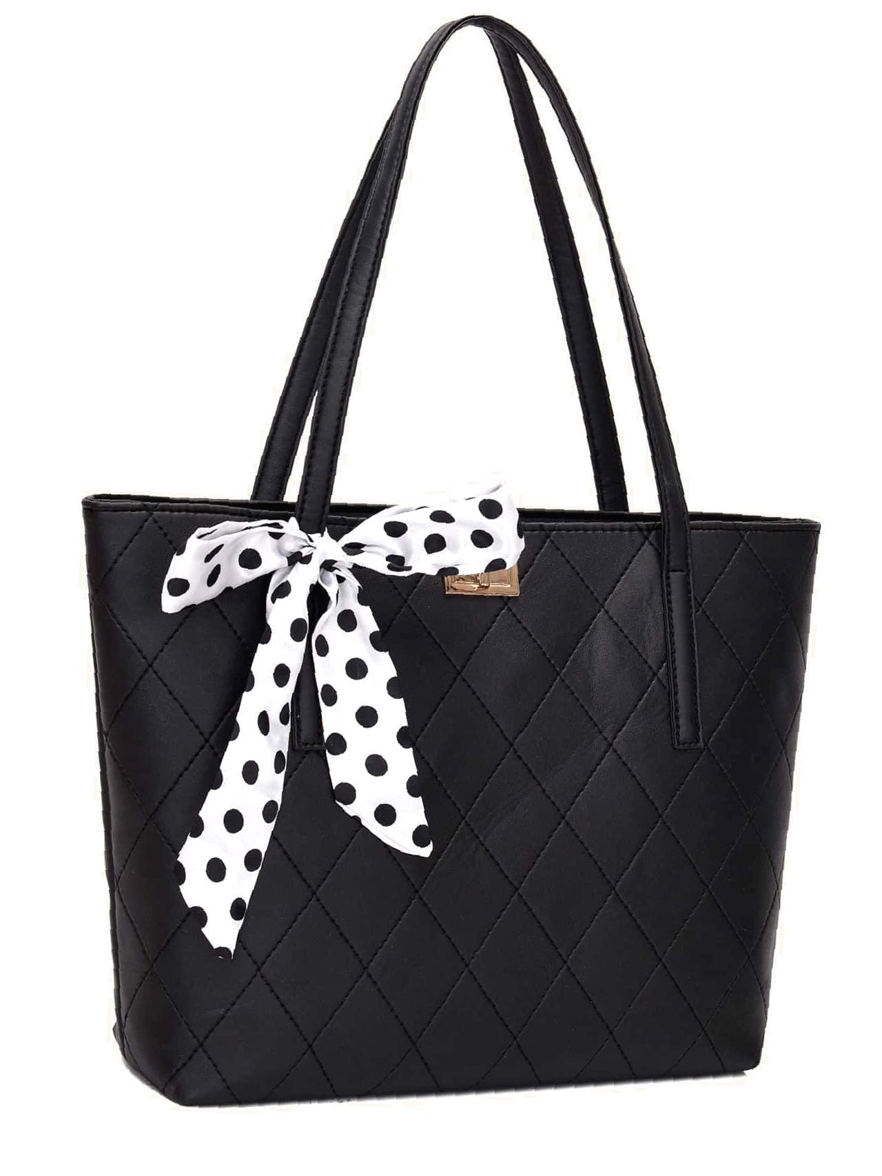 binfenxie - Polka Dot Twilly Scarf Tote Bag  - Women Tote Bags