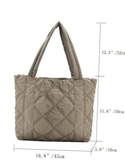 binfenxie - Minimalist Quilted Shoulder Tote Bag  - Women Tote Bags