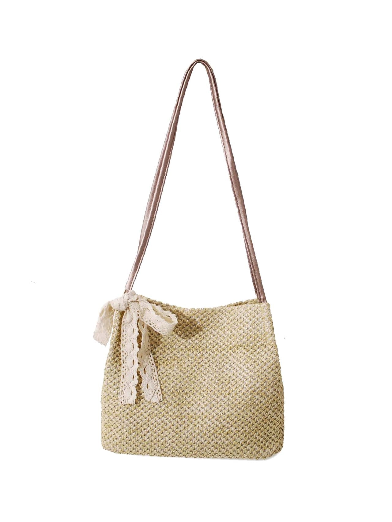 binfenxie - Bow Decor Straw Bag  - Women Tote Bags