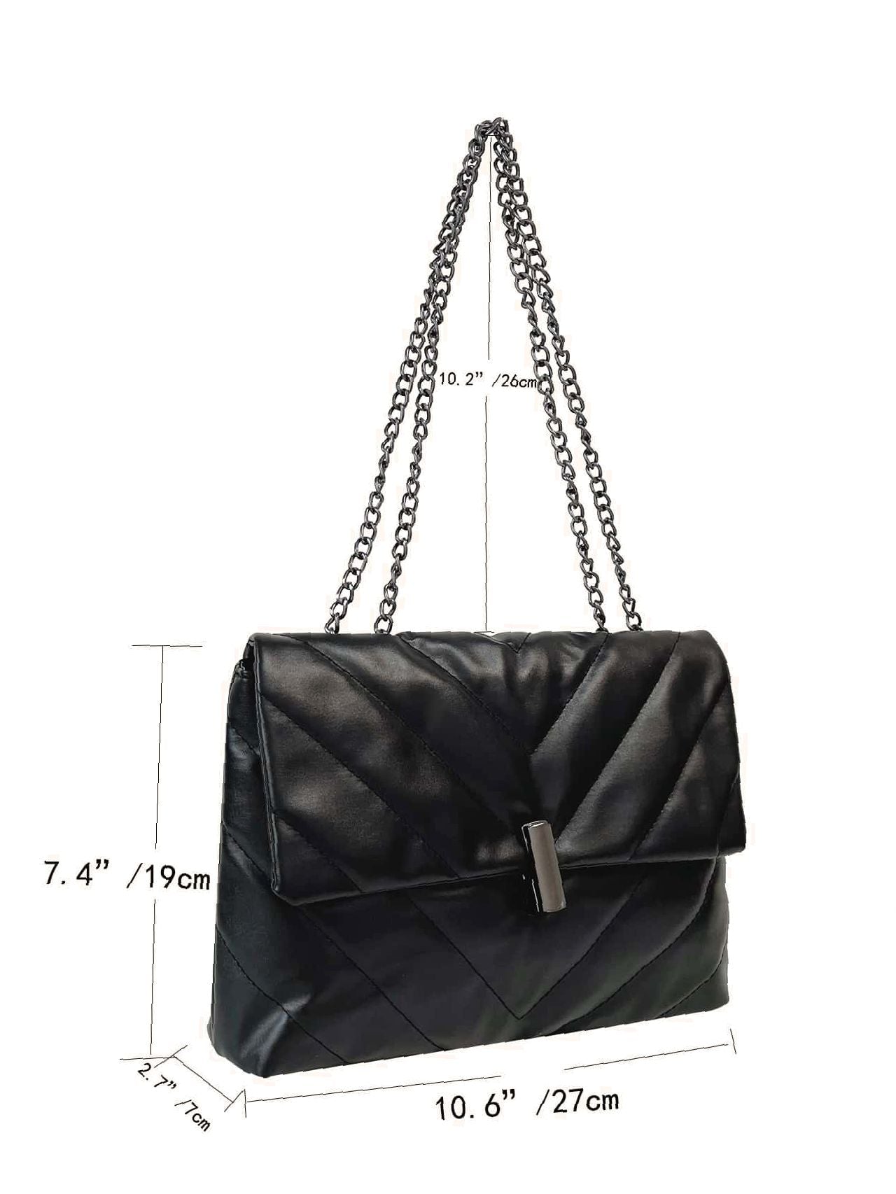 binfenxie - Minimalist Chevron Chain Flap Square Bag  - Women Tote Bags