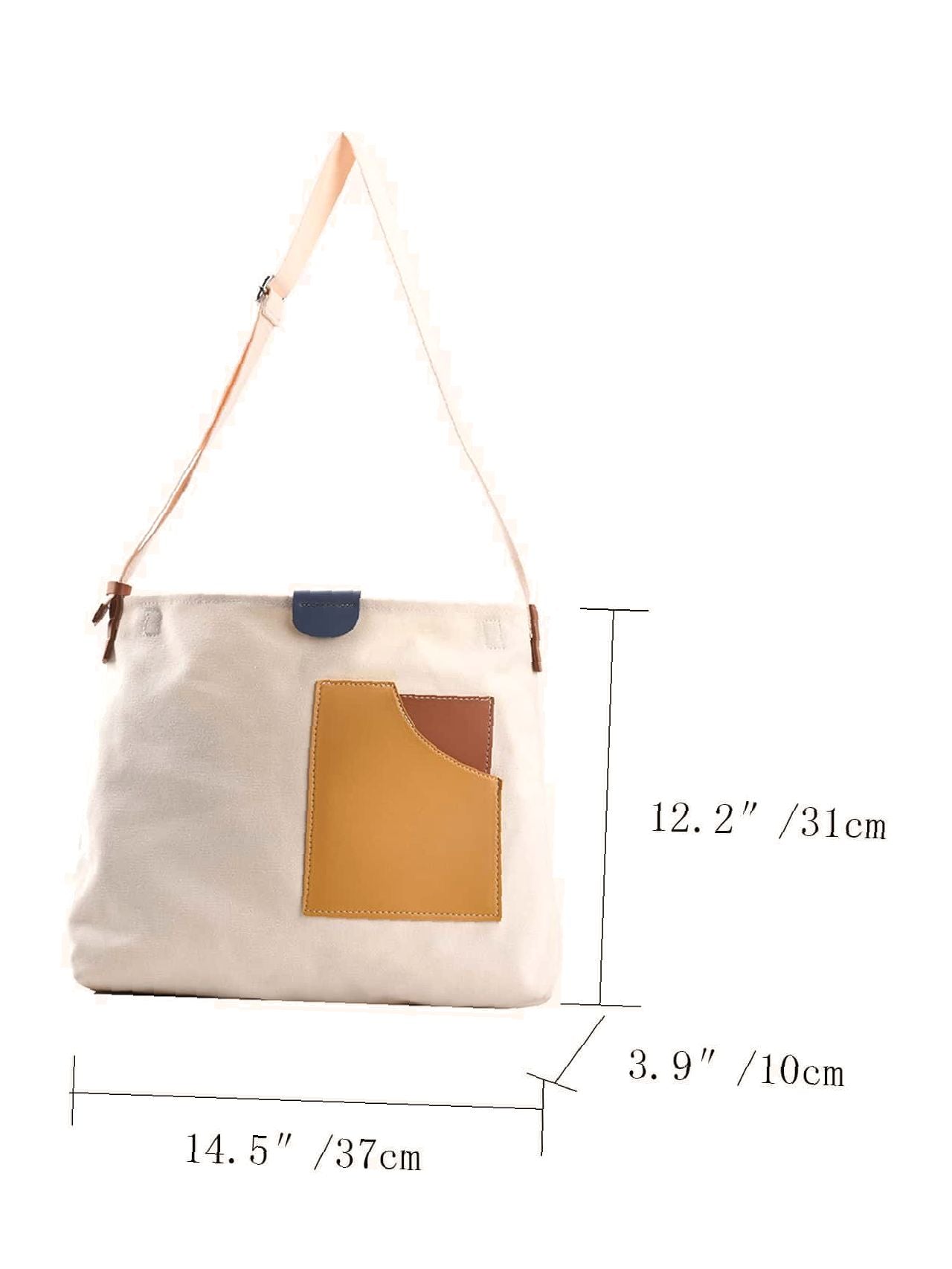 binfenxie - Colorblock Canvas Top Handle Tote Bag  - Women Tote Bags