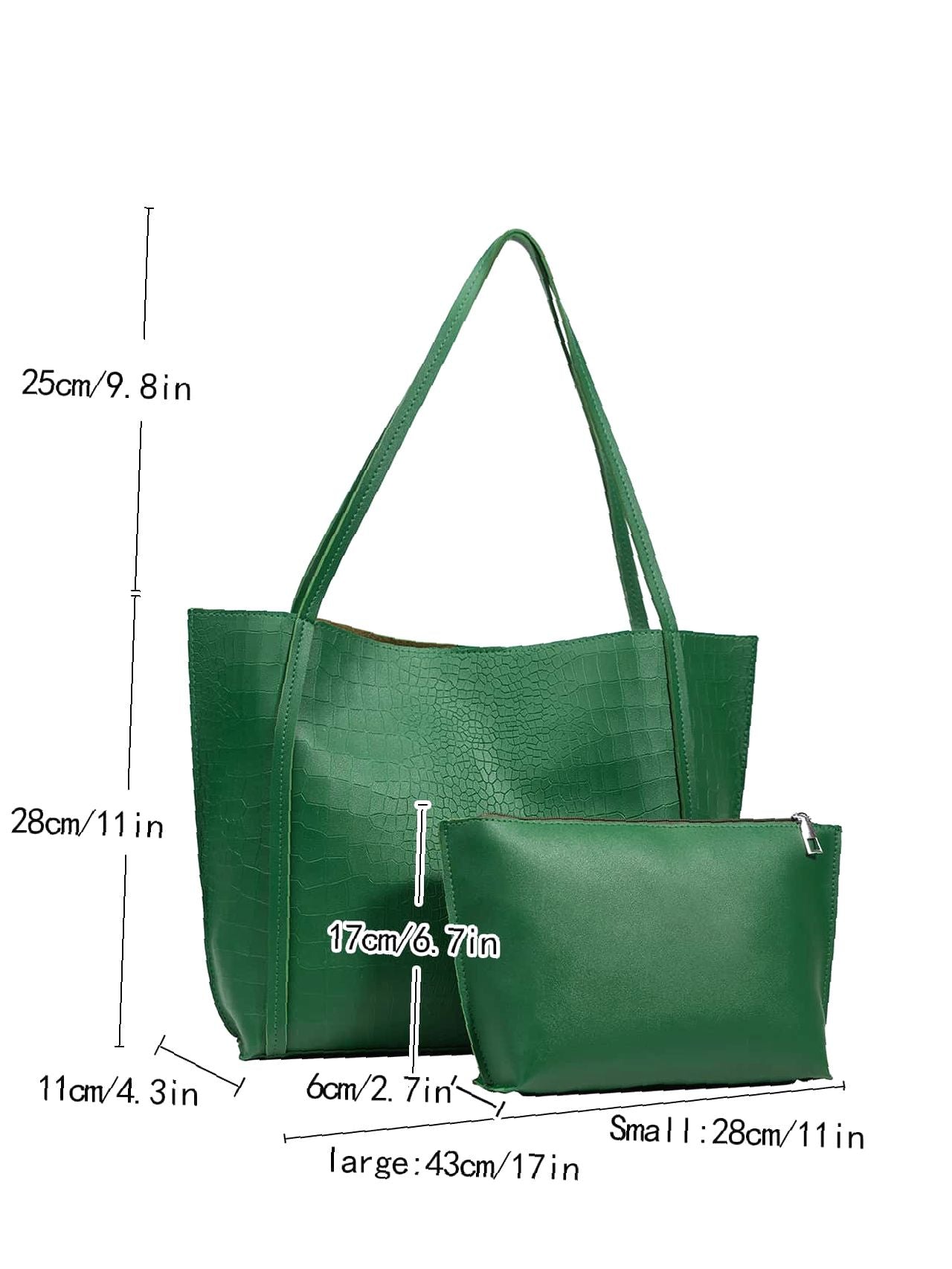 binfenxie - Crocodile Embossed Tote Bag with Inner Pouch  - Women Tote Bags