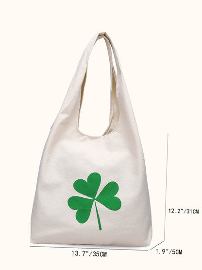 binfenxie - Clover Print Canvas Shopper Bag  - Women Tote Bags