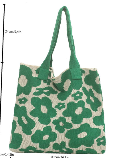 binfenxie - Floral Graphic Large Capacity Crochet Bag  - Women Tote Bags