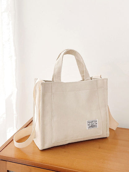 binfenxie - Letter Patch Top Handle Shopper Bag  - Women Tote Bags