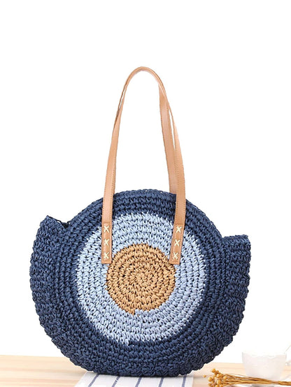 binfenxie - Circle Straw Shoulder Tote Bag  - Women Tote Bags