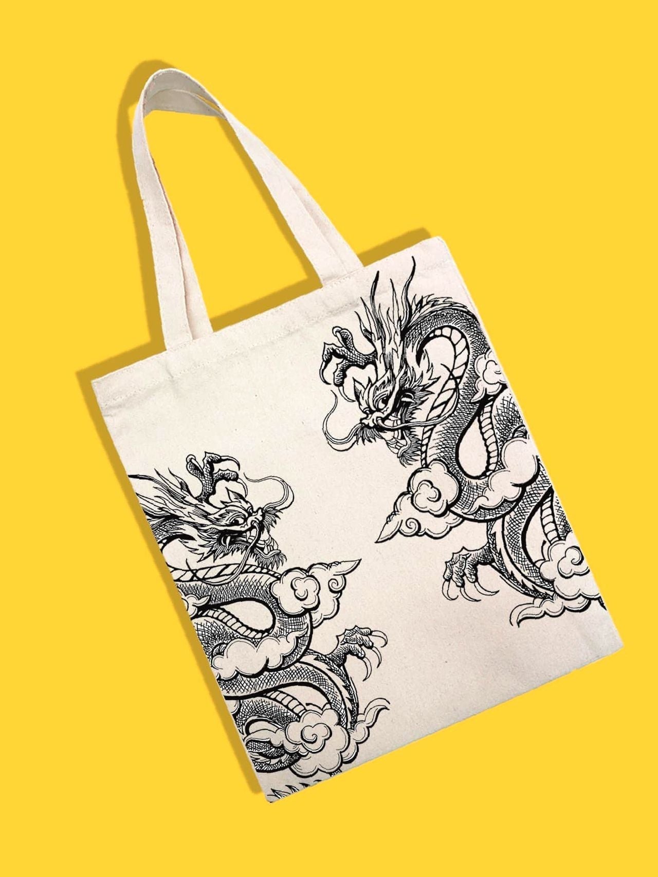 binfenxie - Chinese Dragon Graphic Shopper Bag  - Women Tote Bags