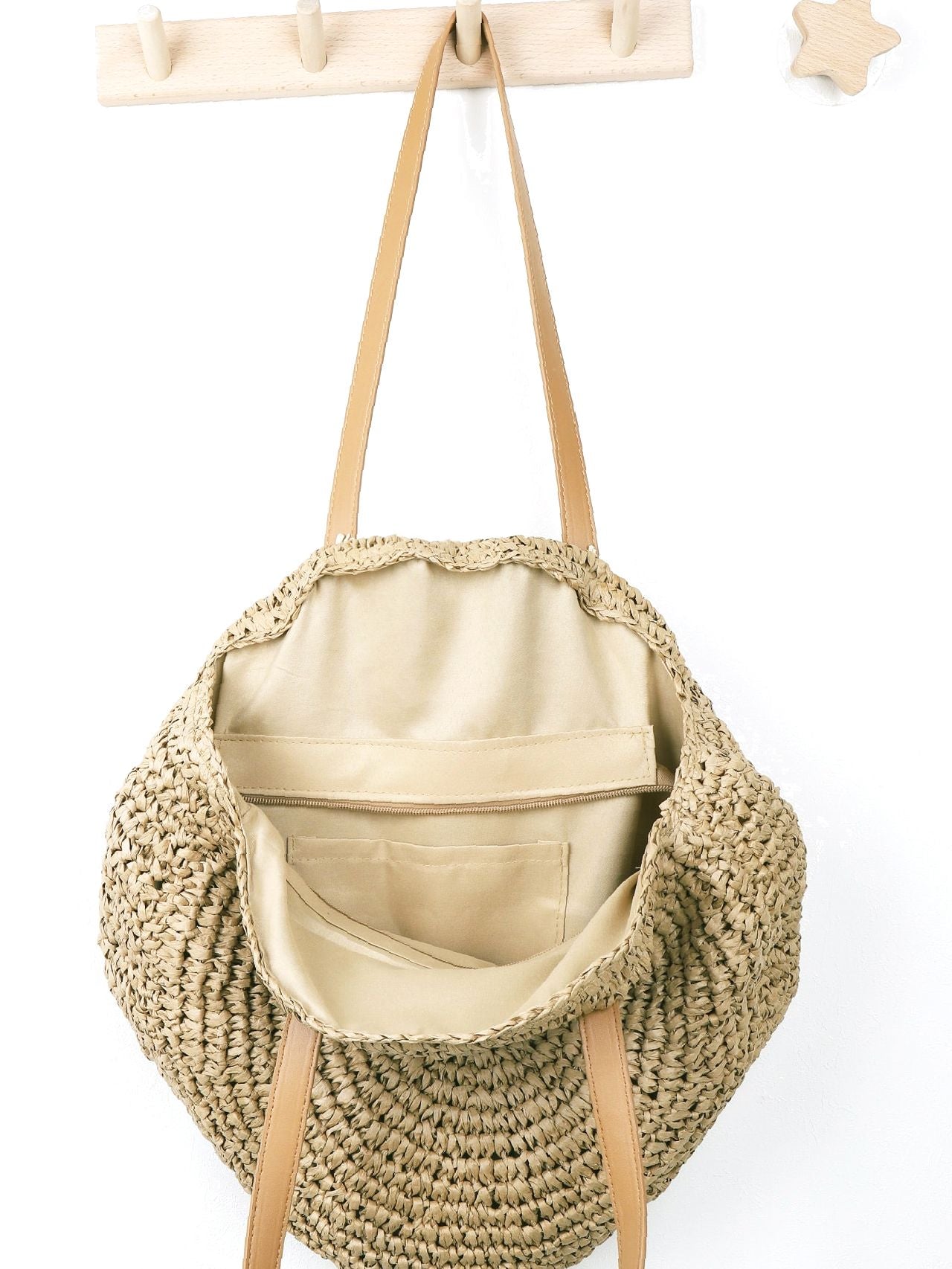 binfenxie - Minimalist Round Straw Bag  - Women Tote Bags