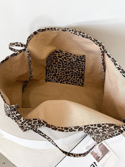 binfenxie - Leopard Graphic Canvas Shopper Bag  - Women Tote Bags