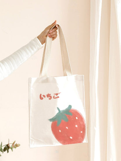 binfenxie - Strawberry Print Tote Bag  - Women Tote Bags