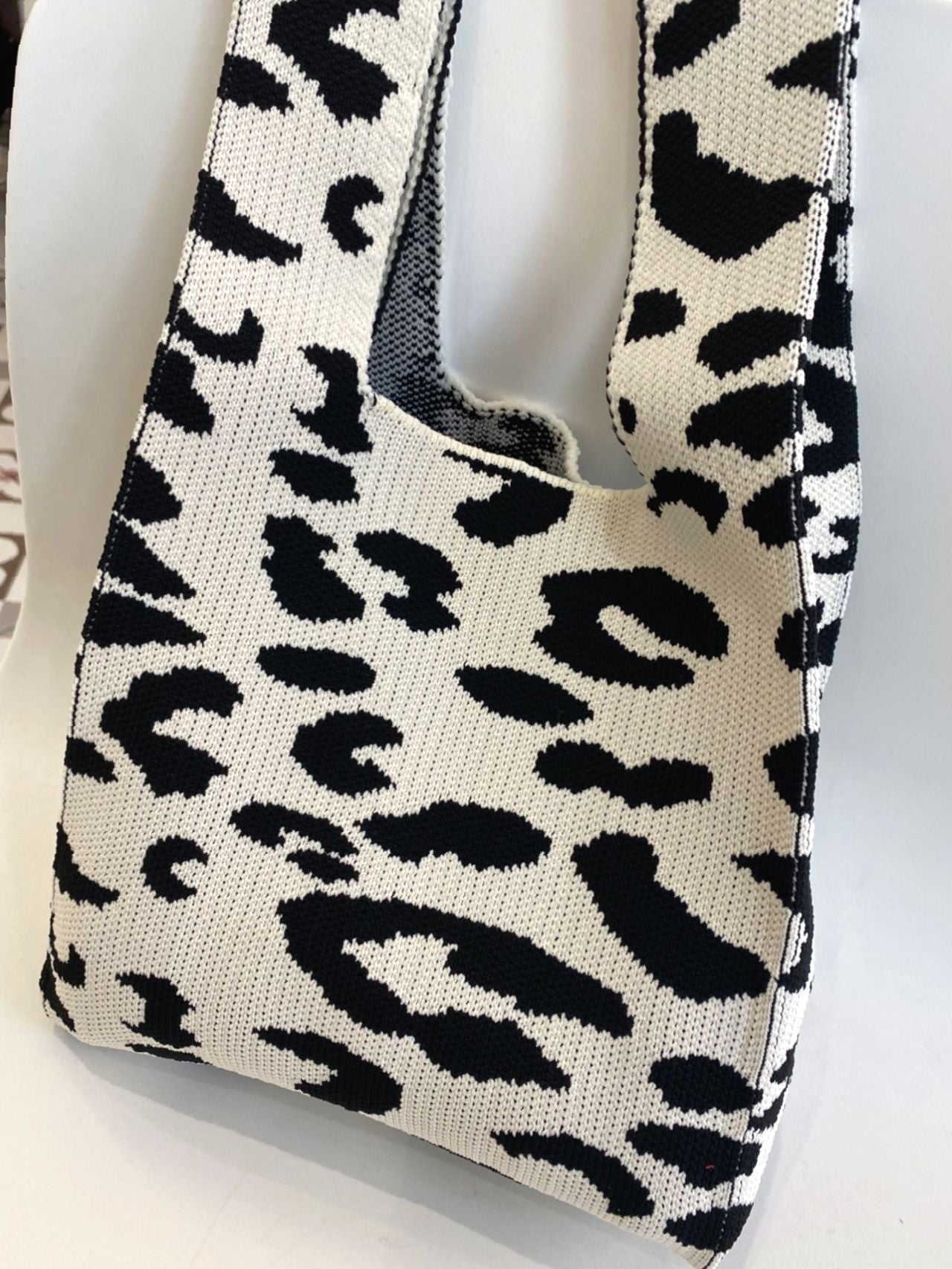 binfenxie - Two Tone Leopard Pattern Crochet Bag  - Women Tote Bags