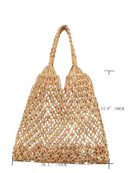 binfenxie - Minimalist Hollow Out Straw Bag  - Women Tote Bags