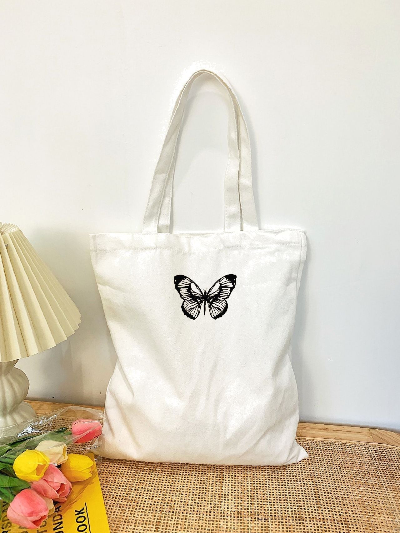 binfenxie - Butterfly Graphic Shopper Bag  - Women Tote Bags