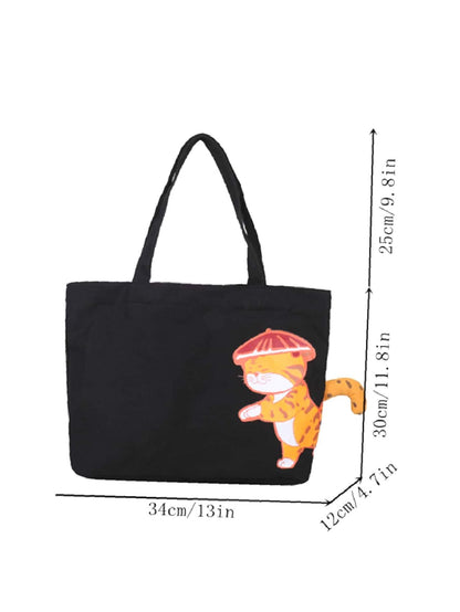 binfenxie - Cartoon Tiger Decor Shopper Bag  - Women Tote Bags