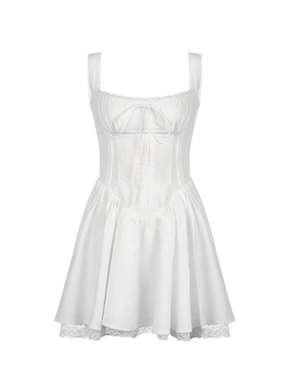 Lace Panel Pleated Dress