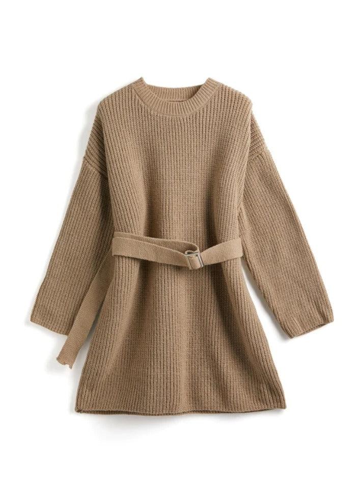 Solid Belted Knit Mini Dress