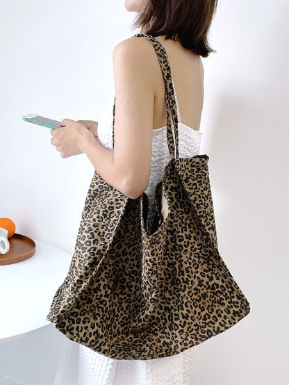 binfenxie - Leopard Print Shoulder Tote Bag  - Women Tote Bags