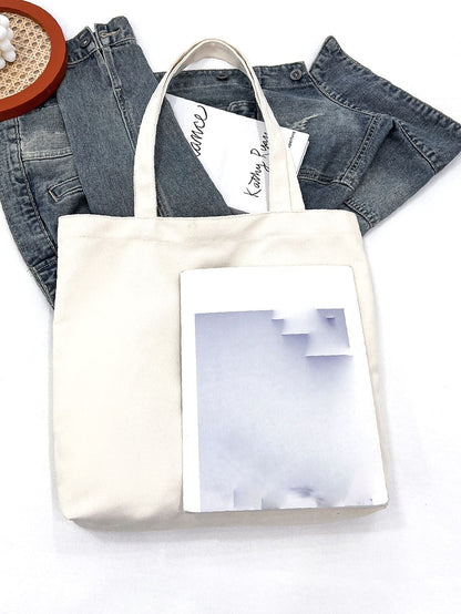 binfenxie - Letter Patch Shopper Bag  - Women Tote Bags