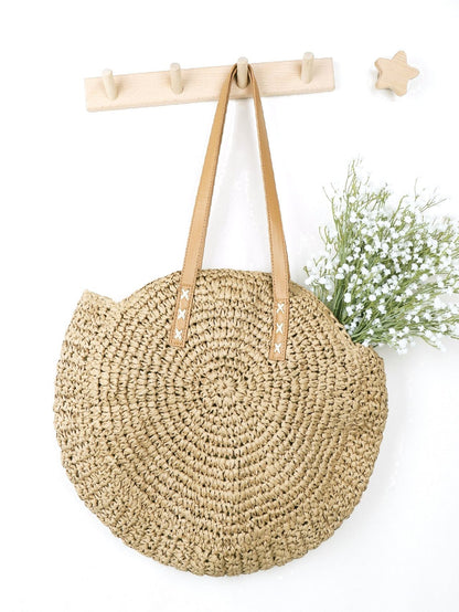 binfenxie - Minimalist Round Straw Bag  - Women Tote Bags