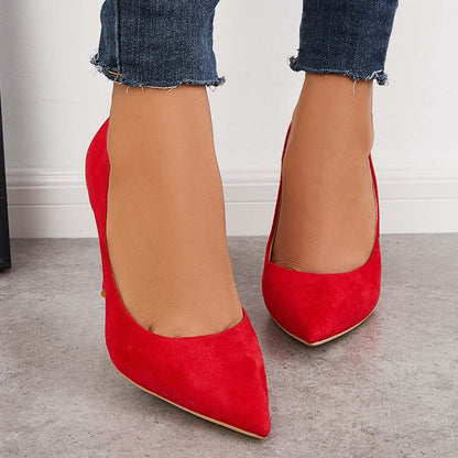 Women Elegant Classic Suede Heels Pointed Toe Dress Pumps Stiletto High Heels