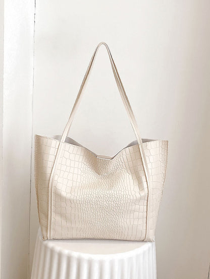 binfenxie - Crocodile Embossed Tote Bag with Inner Pouch  - Women Tote Bags