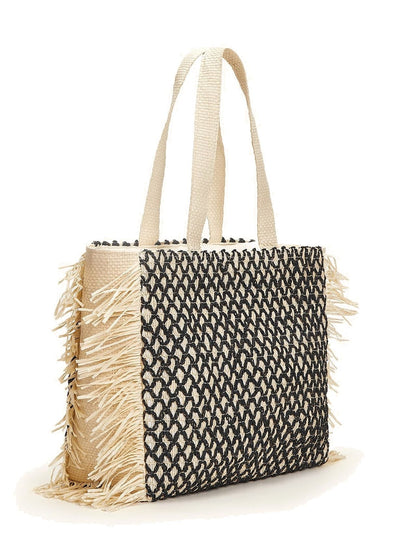 binfenxie - Fringe Trim Woven Tote Bag  - Women Tote Bags