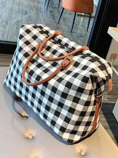 binfenxie - Gingham Pattern Tote Bag  - Women Tote Bags