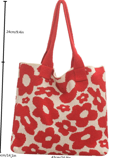 binfenxie - Floral Graphic Large Capacity Crochet Bag  - Women Tote Bags