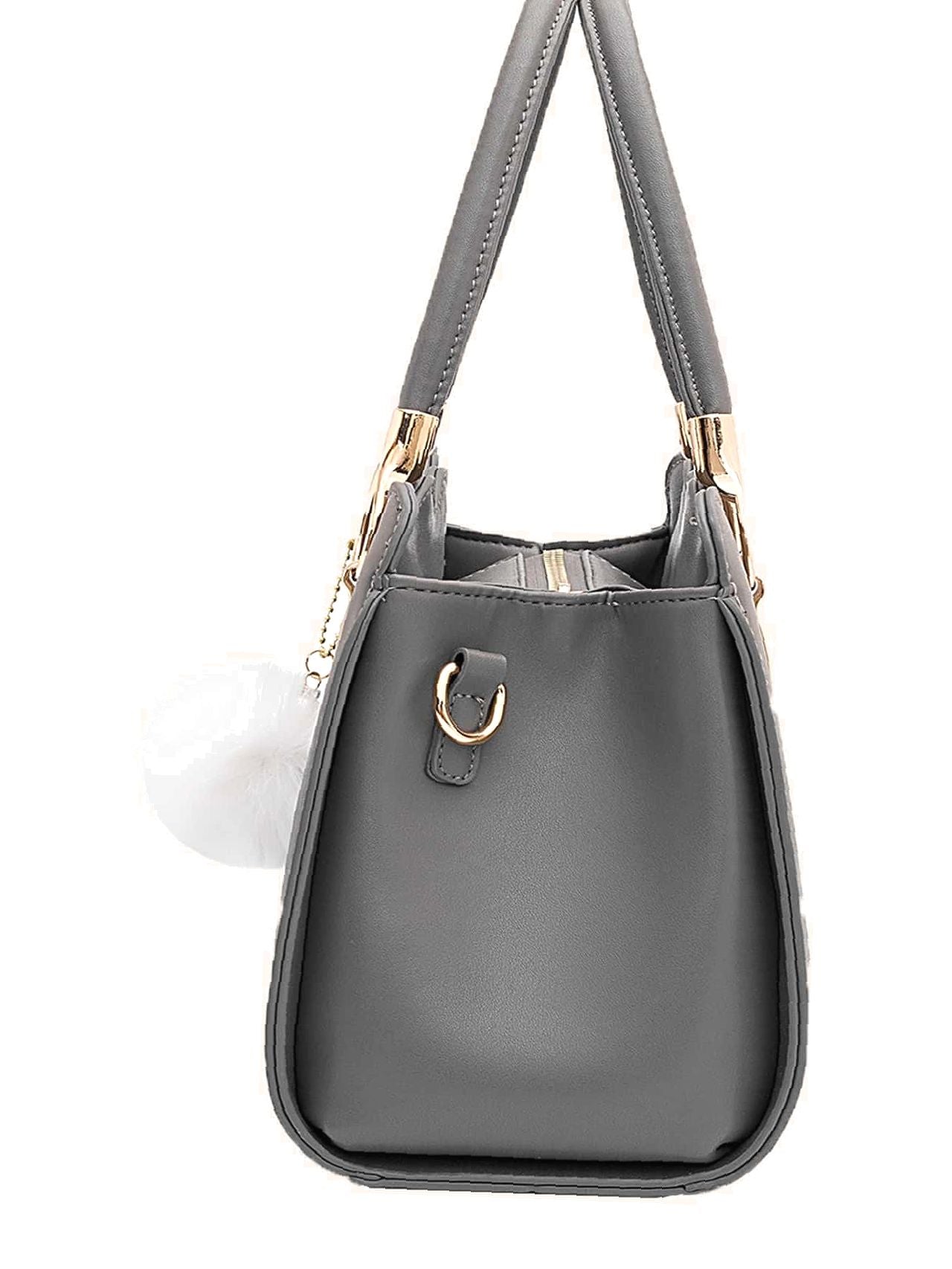 binfenxie - Faux Leather Scalloped Handbag  - Women Tote Bags