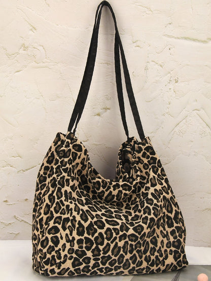 binfenxie - Leopard Print Large Capacity Shoulder Tote Bag  - Women Tote Bags