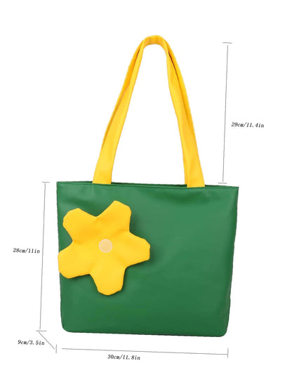 binfenxie - Flower Decor Shoulder Tote Bag  - Women Tote Bags