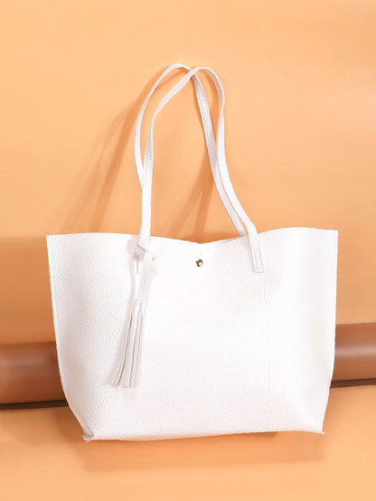 binfenxie - Pebble Embossed Tassel Decor Tote Bag  - Women Tote Bags