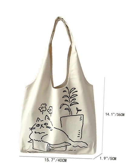 binfenxie - Cartoon Graphic Shopper Bag  - Women Tote Bags