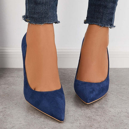 Women Elegant Classic Suede Heels Pointed Toe Dress Pumps Stiletto High Heels