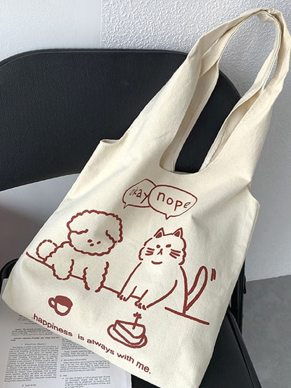 binfenxie - Cartoon Graphic Shopper Bag  - Women Tote Bags