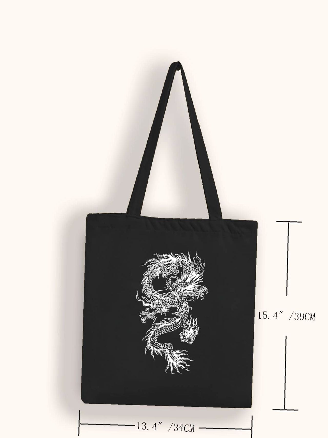 binfenxie - Dragon Graphic Shopper Bag  - Women Tote Bags