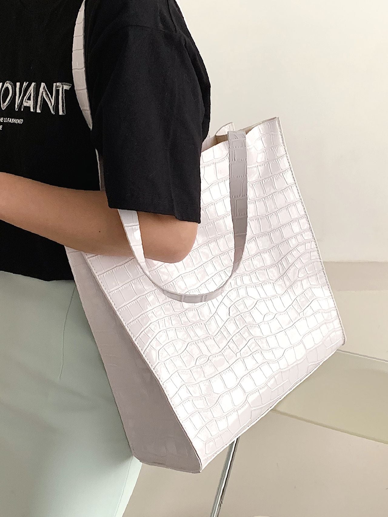 binfenxie - Croc Embossed Tote Bag  - Women Tote Bags