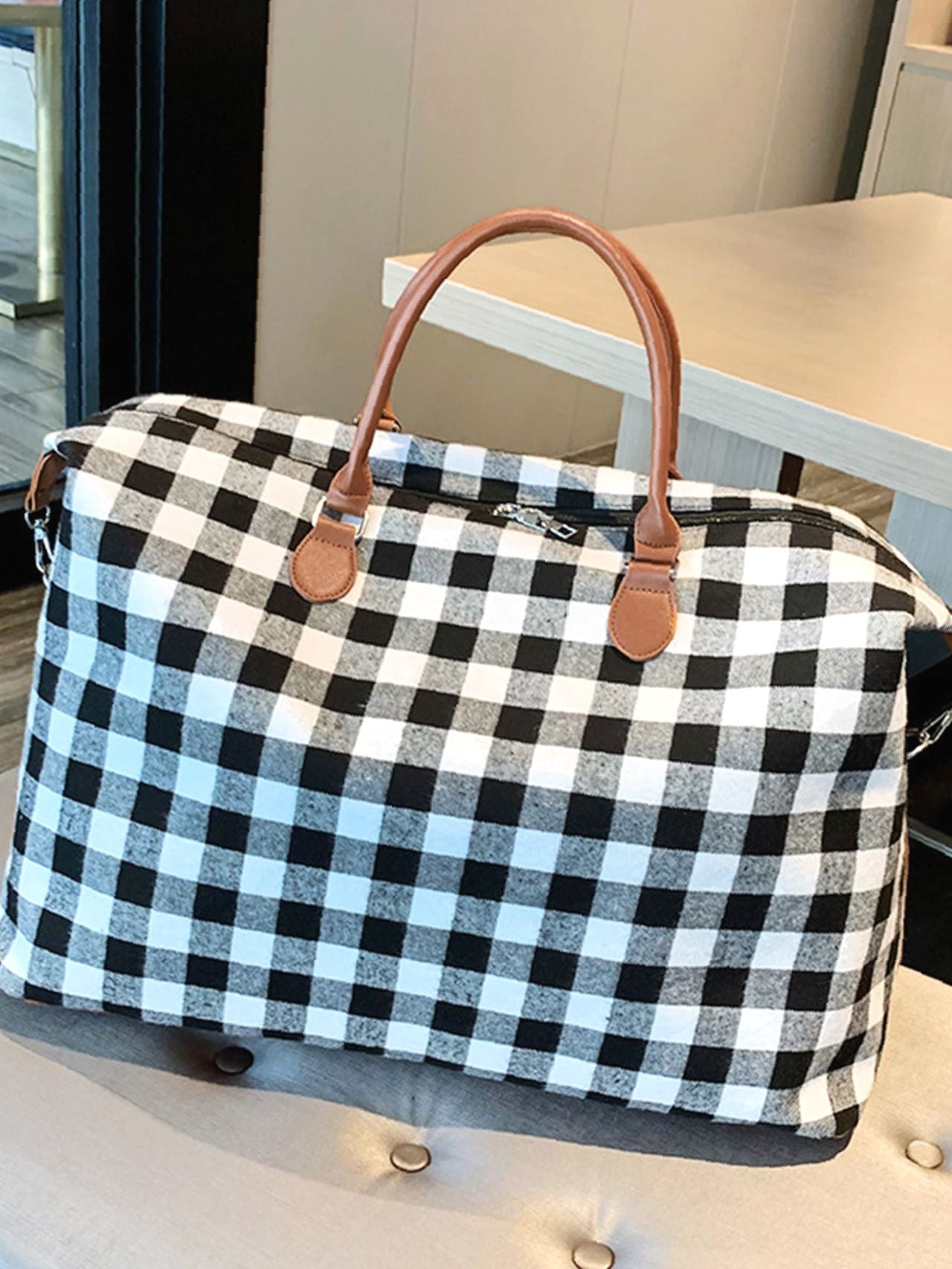 binfenxie - Gingham Pattern Tote Bag  - Women Tote Bags