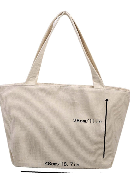 binfenxie - Large Capacity Corduroy Shoulder Tote Bag  - Women Tote Bags